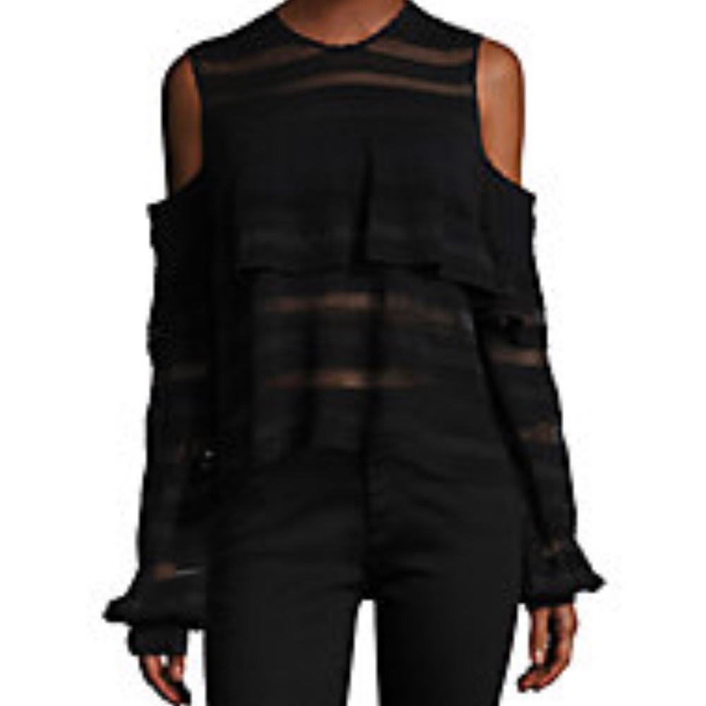 Ronny Kobo Collection Black Ruffled Bell Sleeve Blouse